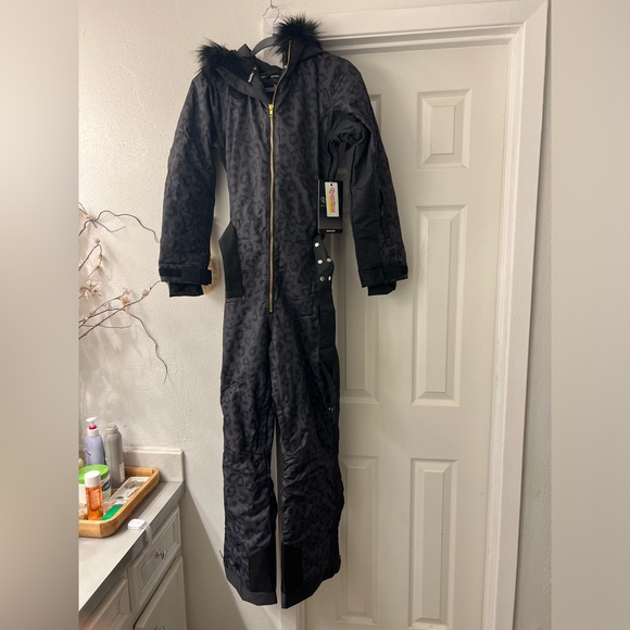 TIPSY ELVES WOMEN'S MIDNIGHT LEOPARD SNOW SUIT - M - Picture 5 of 12